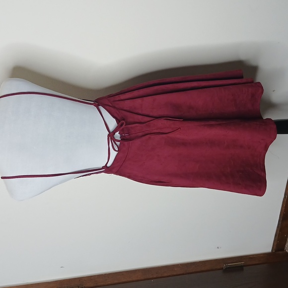 Flying Tomato Burgundy Wine Boho Mini Dress Size Medium - Picture 6 of 16